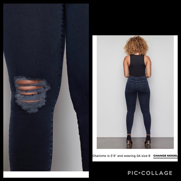 Good American || +Size Good Legs Distressed Jeans - Picture 3 of 8